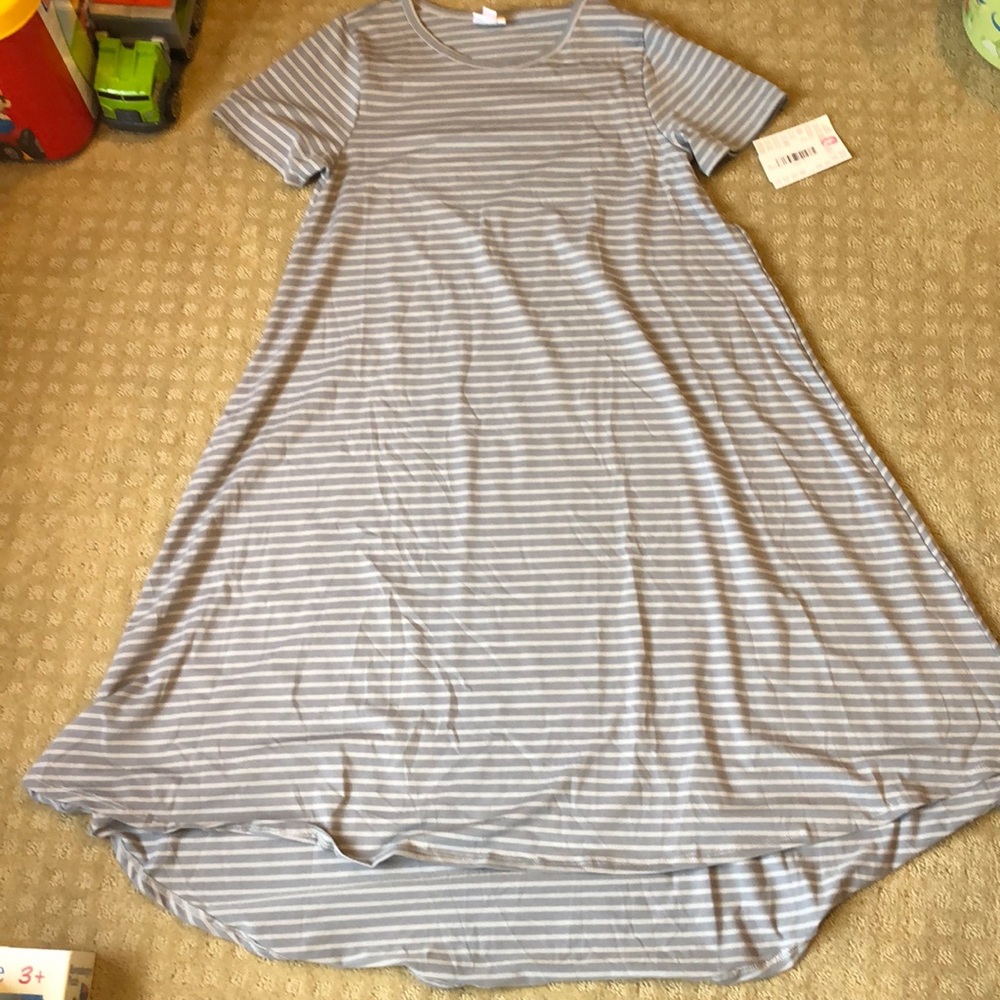 BNWT gray stripe S Lularoe Carly